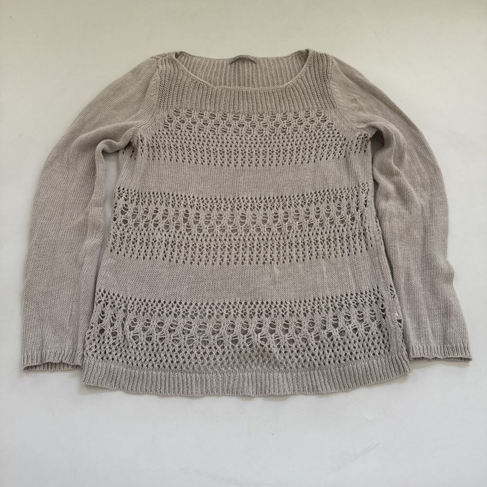 GAP Crochet Sweater Womens BOHO Cottagecore‎ Medium Knit 53% LINEN